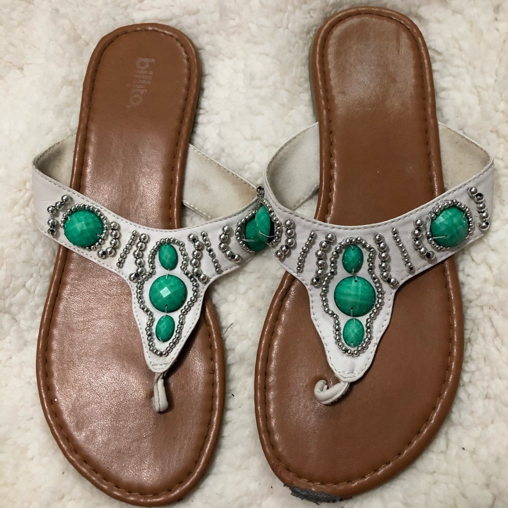 White and Turquoise Sandals